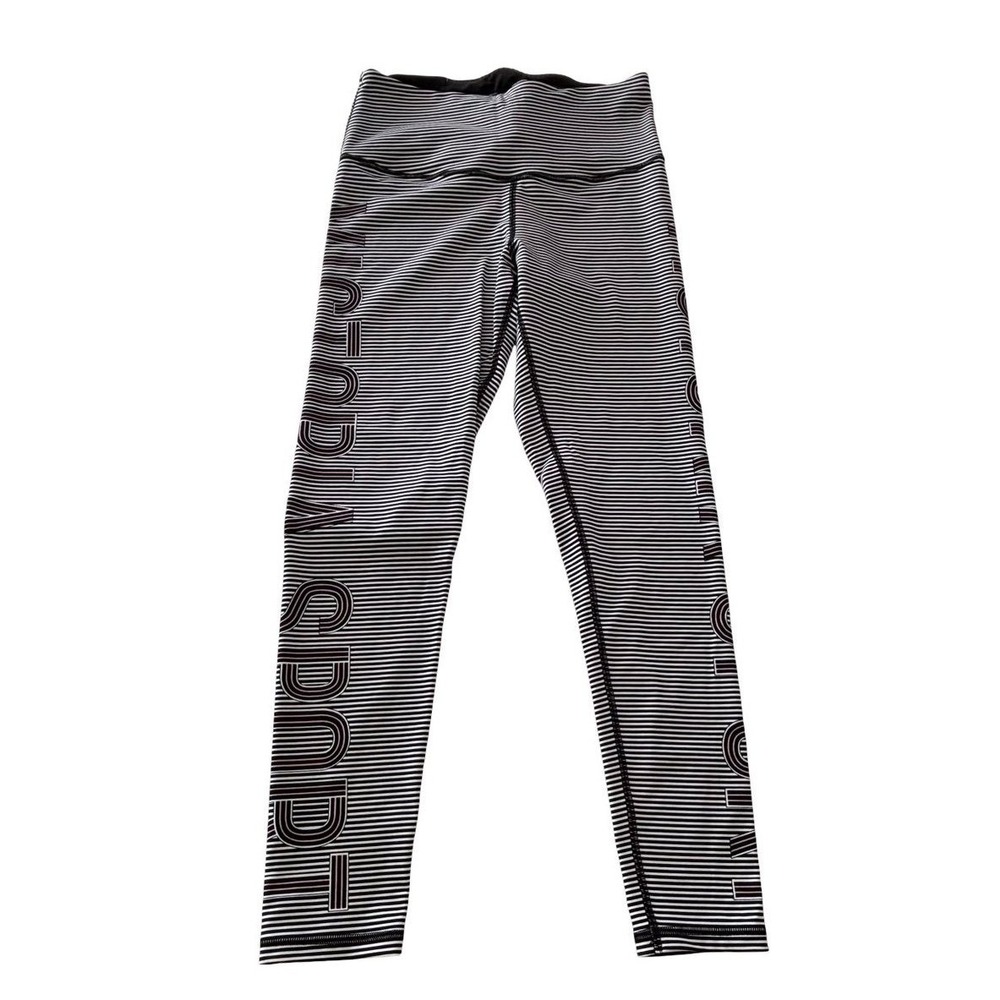 Victoria's Secret Sport Knockout Leggings Medium Black White Stripe Logo